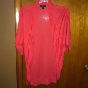 Coral mossimo ruched-side cardigan